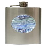 Blue Abstract Stripes Hip Flask (6 oz) Front