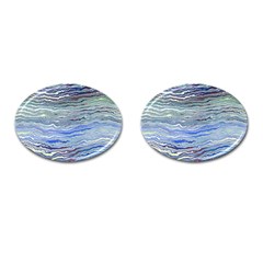 Blue Abstract Stripes Cufflinks (oval) by SpinnyChairDesigns