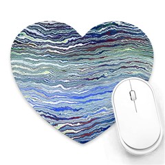 Blue Abstract Stripes Heart Mousepads by SpinnyChairDesigns