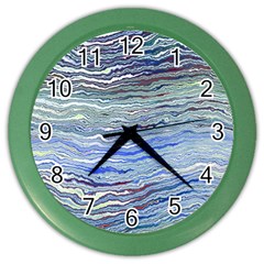 Blue Abstract Stripes Color Wall Clock by SpinnyChairDesigns