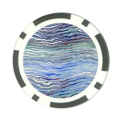 Blue Abstract Stripes Poker Chip Card Guard by SpinnyChairDesigns