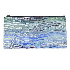 Blue Abstract Stripes Pencil Case by SpinnyChairDesigns