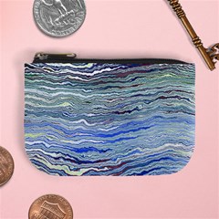 Blue Abstract Stripes Mini Coin Purse by SpinnyChairDesigns