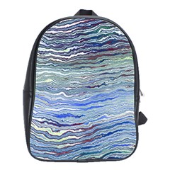 Blue Abstract Stripes School Bag (large) by SpinnyChairDesigns