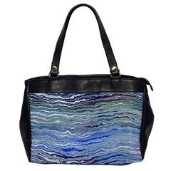 Blue Abstract Stripes Oversize Office Handbag by SpinnyChairDesigns