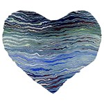 Blue Abstract Stripes Large 19  Premium Heart Shape Cushions Front