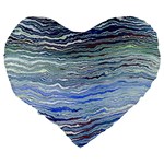 Blue Abstract Stripes Large 19  Premium Heart Shape Cushions Back