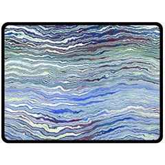 Blue Abstract Stripes Double Sided Fleece Blanket (large)  by SpinnyChairDesigns