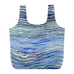 Blue Abstract Stripes Full Print Recycle Bag (l) by SpinnyChairDesigns