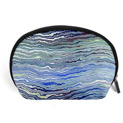 Blue Abstract Stripes Accessory Pouch (large) by SpinnyChairDesigns