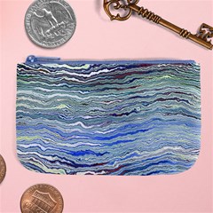 Blue Abstract Stripes Large Coin Purse by SpinnyChairDesigns