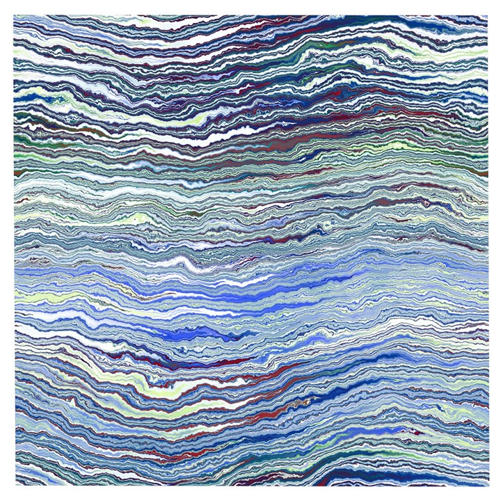 Blue Abstract Stripes Wooden Puzzle Square