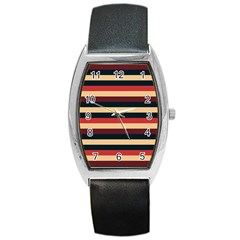 Seventies Stripes Barrel Style Metal Watch by tmsartbazaar