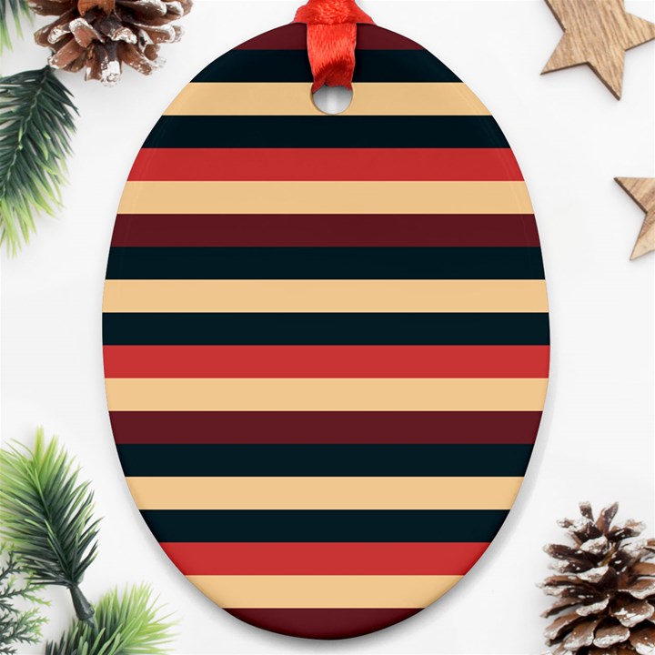 Seventies Stripes Oval Ornament (Two Sides)