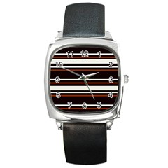 Classic Coffee Brown Square Metal Watch by tmsartbazaar