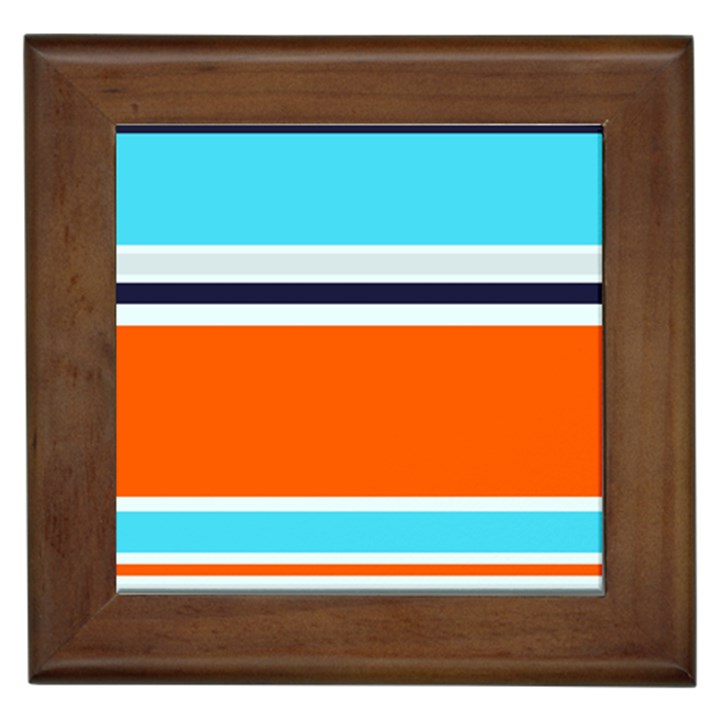 Tri Color Stripes Framed Tile