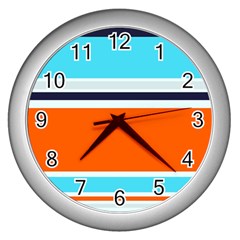 Tri Color Stripes Wall Clock (Silver)