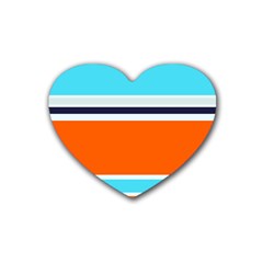 Tri Color Stripes Rubber Coaster (Heart) 