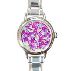 Spring Flowers Garden Round Italian Charm Watch