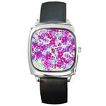 Spring Flowers Garden Square Metal Watch Front