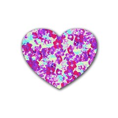 Spring Flowers Garden Rubber Coaster (heart) 