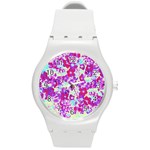 Spring Flowers Garden Round Plastic Sport Watch (M) Front