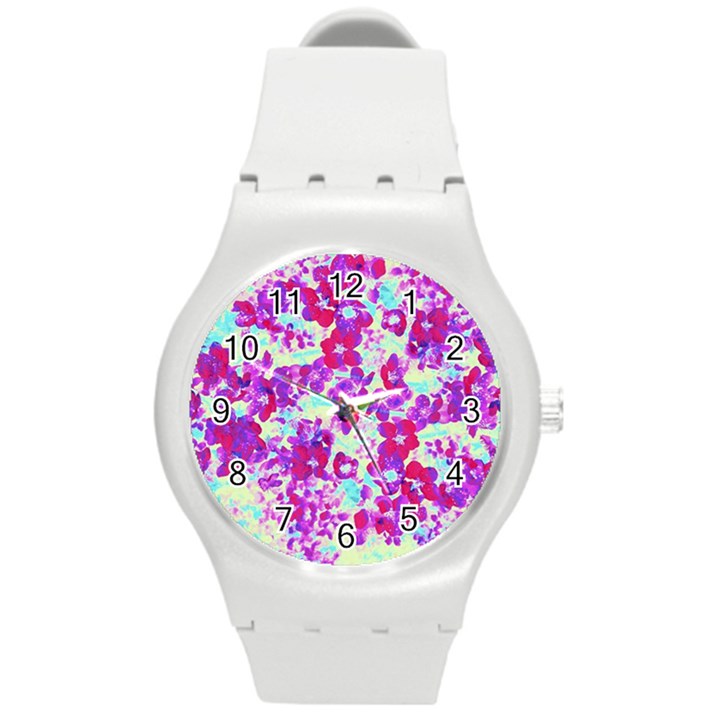 Spring Flowers Garden Round Plastic Sport Watch (M)