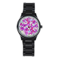 Spring Flowers Garden Stainless Steel Round Watch