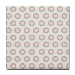 Pink And Brown Hearts Tile Coaster by MooMoosMumma