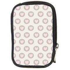 Pink And Brown Hearts Compact Camera Leather Case by MooMoosMumma