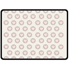 Pink And Brown Hearts Fleece Blanket (large)  by MooMoosMumma