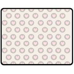 Pink And Brown Hearts Fleece Blanket (medium)  by MooMoosMumma