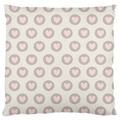 Pink And Brown Hearts Large Cushion Case (two Sides) by MooMoosMumma