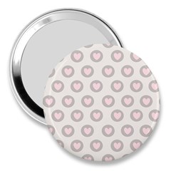 Pink And Brown Hearts 3  Handbag Mirrors by MooMoosMumma