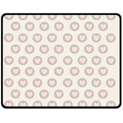 Pink And Brown Hearts Double Sided Fleece Blanket (medium)  by MooMoosMumma