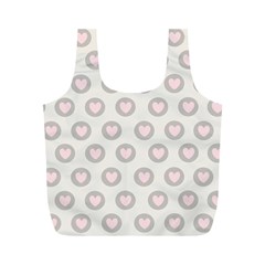 Pink And Brown Hearts Full Print Recycle Bag (m) by MooMoosMumma