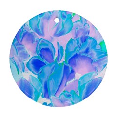 Ciclamen Flowers Blue Ornament (round)