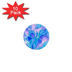 Ciclamen Flowers Blue 1  Mini Buttons (10 Pack) 