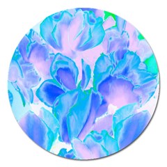 Ciclamen Flowers Blue Magnet 5  (round)