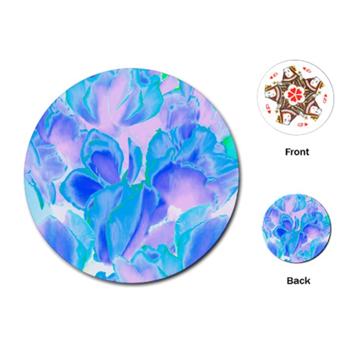 Ciclamen Flowers Blue Playing Cards Single Design (Round)