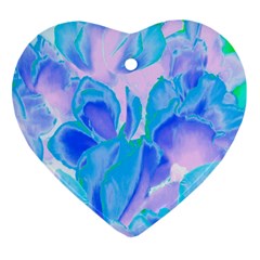 Ciclamen Flowers Blue Heart Ornament (two Sides)