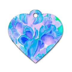 Ciclamen Flowers Blue Dog Tag Heart (one Side)