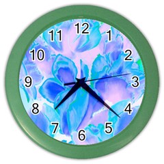 Ciclamen Flowers Blue Color Wall Clock