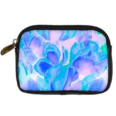 Ciclamen Flowers Blue Digital Camera Leather Case