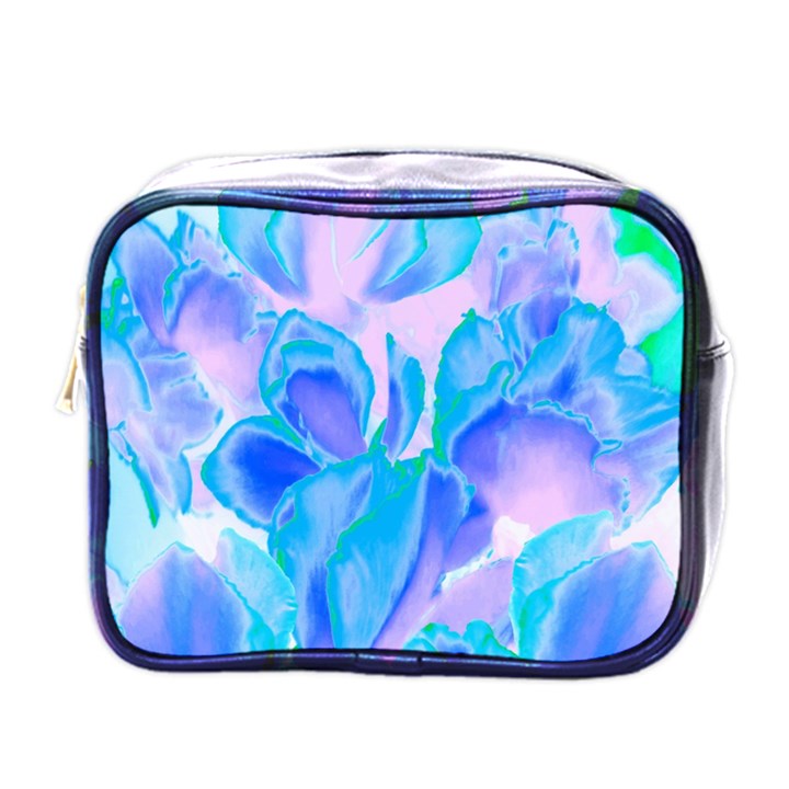 Ciclamen Flowers Blue Mini Toiletries Bag (One Side)