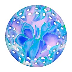 Ciclamen Flowers Blue Ornament (round Filigree)