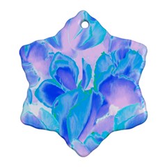 Ciclamen Flowers Blue Snowflake Ornament (two Sides)