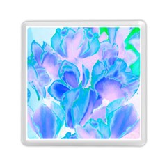 Ciclamen Flowers Blue Memory Card Reader (square) by DinkovaArt