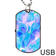 Ciclamen Flowers Blue Dog Tag Usb Flash (one Side)