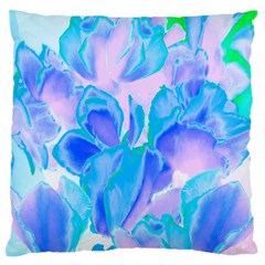 Ciclamen Flowers Blue Large Flano Cushion Case (one Side)